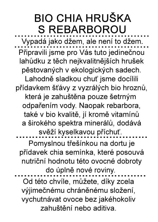 Dr.Hlaváč - BIO Chia Hruška s Rebarborou 260g